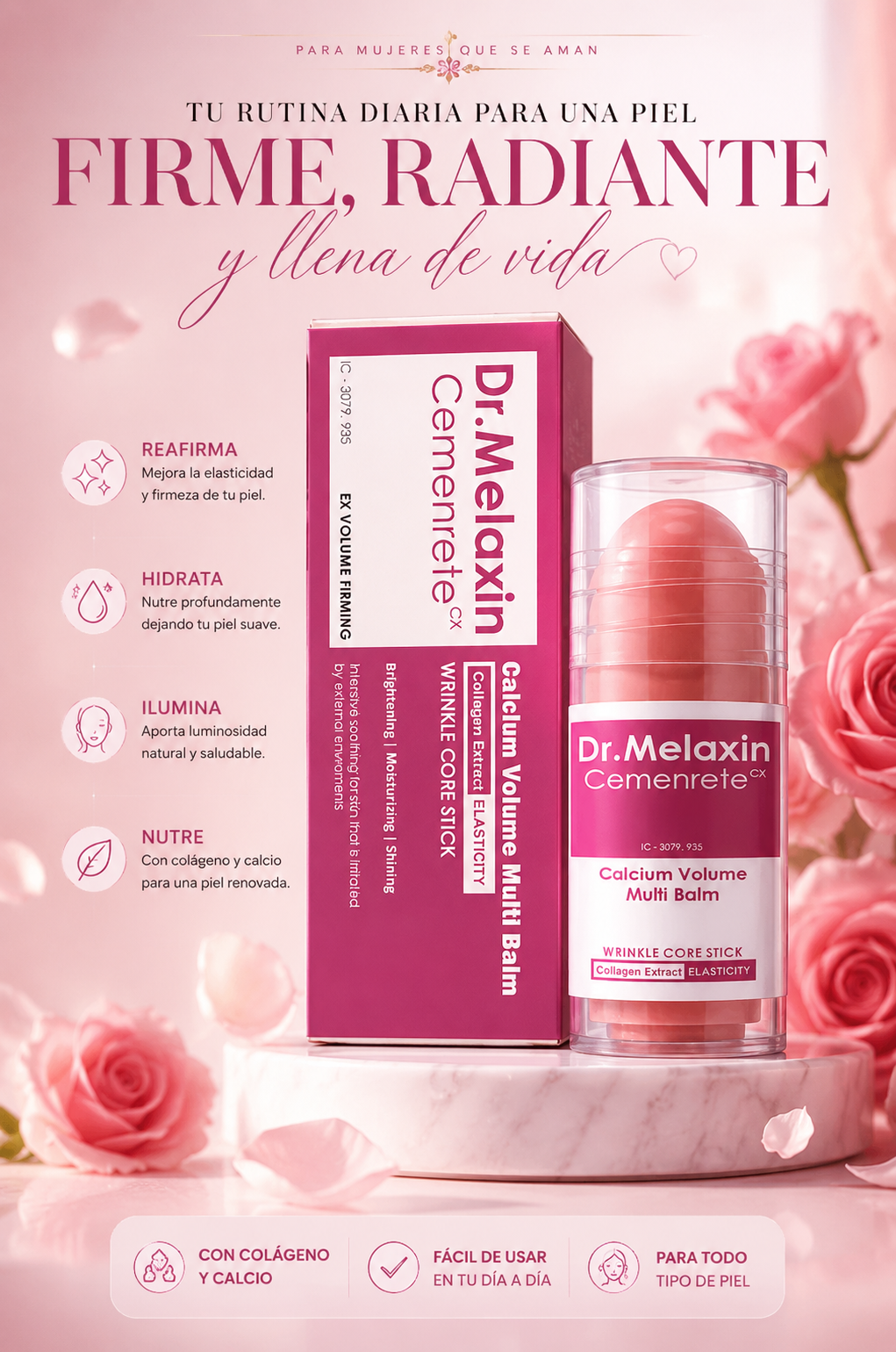 Melaxin LiftStick™️ – Stick Coreano Antiarrugas para Ojos, Líneas Finas y Piel Firme